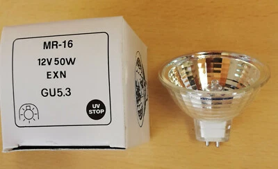 DICHROIC EXN Halogen Lampe 12V/50W Strahler GU5,3 Halogenlampe UV STOP MR-16 NEU,OVP