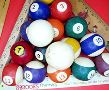 15 Standard size Pool Balls; 2 Cue balls; Mixed designs.