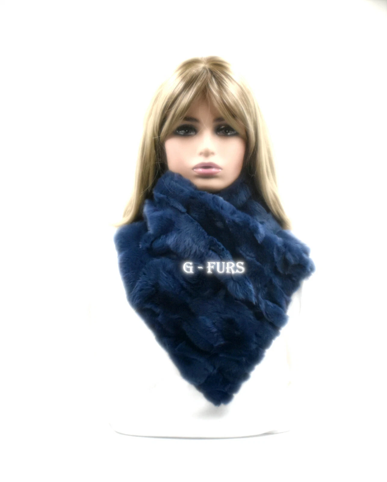 Luxury Rex Rabbit Fur Scarf in Blue Green - Super Warm and Super Soft