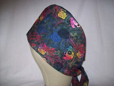 Men/Women Surgical Scrub Cap Lined Sugar Skulls Day of The Dead 100% Cotton