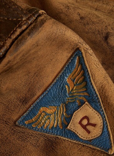 Polo Ralph Lauren giacca aviatore in pelle volo biker marrone da uomo taglia small NUOVA - Foto 12 di 14