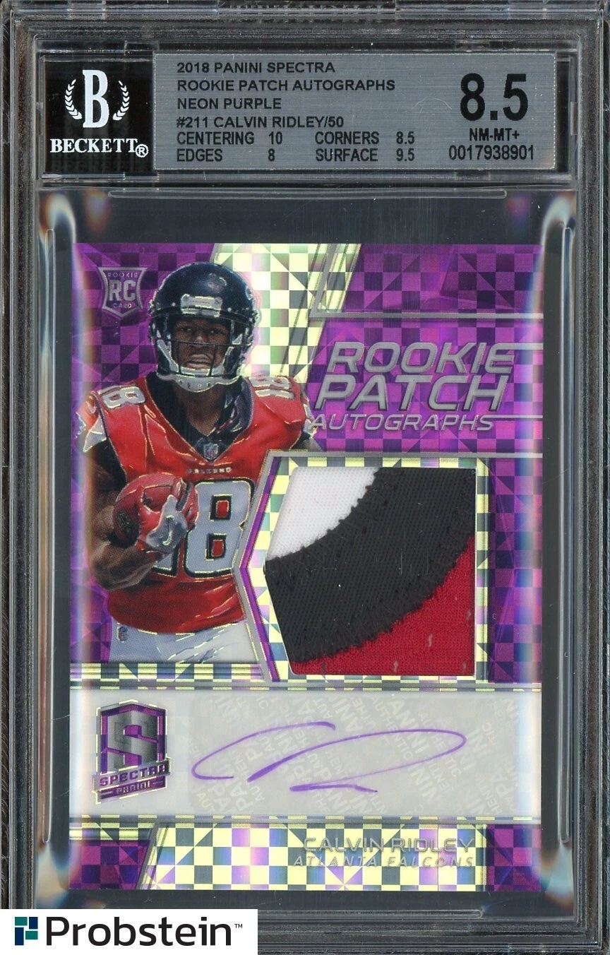 Calvin Ridley Panini Spectra #211 Patch Autograph-Neon Purple