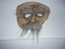 SEASONS OLD MAN GREY EYEBROWS BEARD HALLOWEEN LATEX RUBBER MASK CLEAN