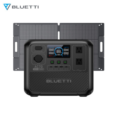 BLUETTI AC70 ポータブル電源 768Wh BLUETTI AC70 768Wh 1000W Portable Power Station+100W Solar Panel
