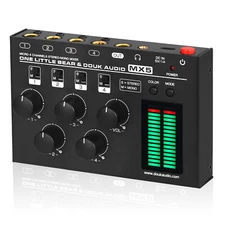Mini 4 Channel Mono/Stereo Line Mixer Headphone Monitoring Live Studio Recording