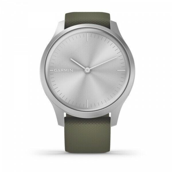 Garmin vivomove Style Silver Fitness Watch with Moss Silicone Band  010-02240-01