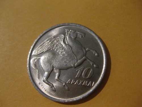1973 Greece Coin  10 Drachmai  uncirculated beauty sweet horse coin   Pegasus