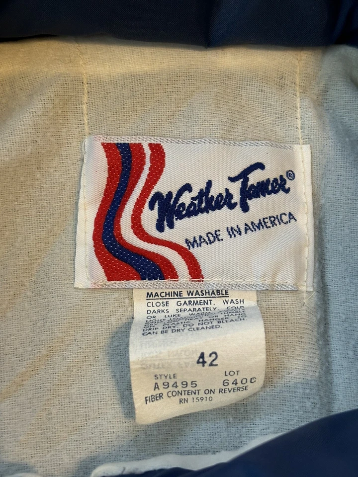 Vtg 70s Weather Tamer Rain Jacket Windbreaker USA Made Sz 42 Blue - Image 3 of 4