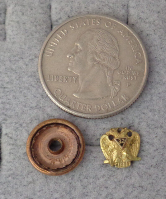 Antique Vintage Masonic 32nd Degree Threaded Post Insignia Badge Gold ...