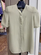 VTG GIORGIO ARMANI A MILANO BORGONUOVO 21 Sheer Button Top SHORT PUFF SLEEVES-S