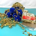 RARE Vintage LILIAN VERNON - Blue Velvet and Gold - Christmas Balls, Garlands ++