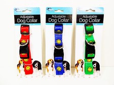 Medium Dog Collars Adjustable Buckle Nylon Dogs Collar 12" - 18" Red Blue Green