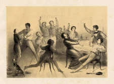 Antique Satire Print-IO VIVAT-STUDENT SONG-Ver Huell-1873