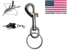 Metal Snap Hook With Ring Key Clip Holder Swivel Head Chrome 3" Hooks Belt Loop