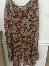 Dana Buchman Silk Midi Asymmetrical Skirt Floral Print Silk Lining Sz 10 NWOT