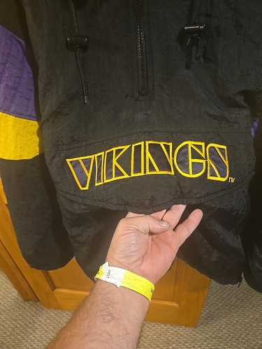 vintage minnesota vikings starter pullover jacke schwarz. Herren groß - Bild 2 von 6