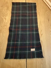 Vintage Wool Scarf Made In Scotland For Bloomingdale s Tartan Blue Green 47