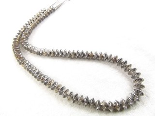 23g 20" Native 8mm Sterling Silver Fluted Bench Bead Necklace Southwestern