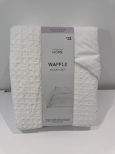 Waffle Textured Cotton Linen Duvet Cover Set Double