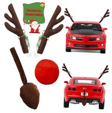 Car Reindeer Antlers with Red Nose  Tail - Christmas Reindeer for Car