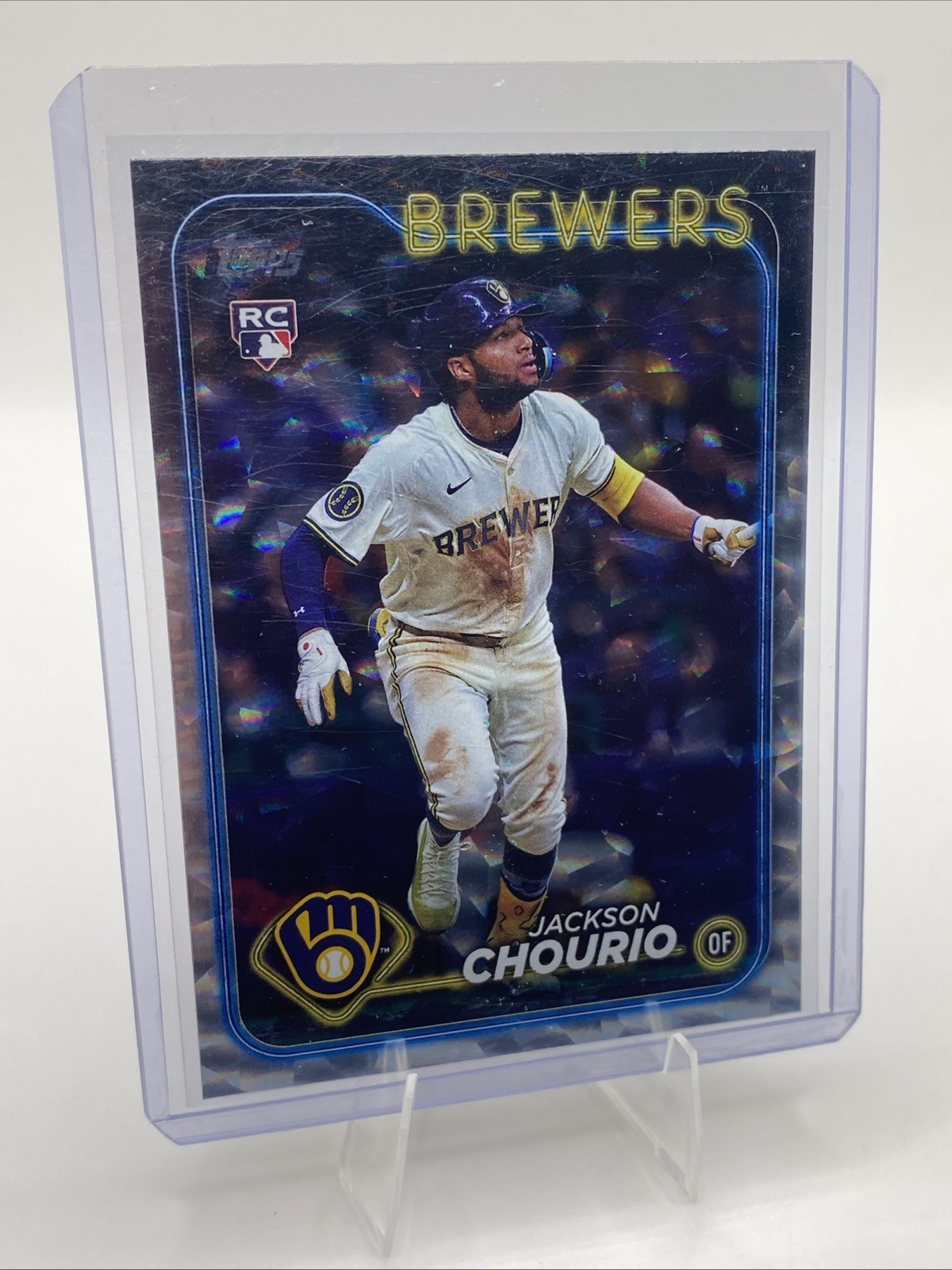 2024 Topps Update Series - Jackson Chourio #US240 Silver Crackle Foilboard (RC)