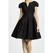 Halston Women’s Short Sleeve Notch Neck Dress with Tulip Skirt Black Size 12