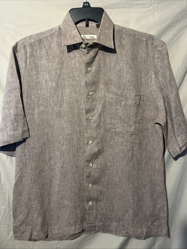 Peter Millar Men’s Short Sleeve Button Up Size Med In A Great Brown Color - Picture 2 of 5