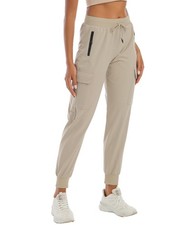 Womens Cargo Hiking Pants with Pocket Lightweight Joggers Beige M