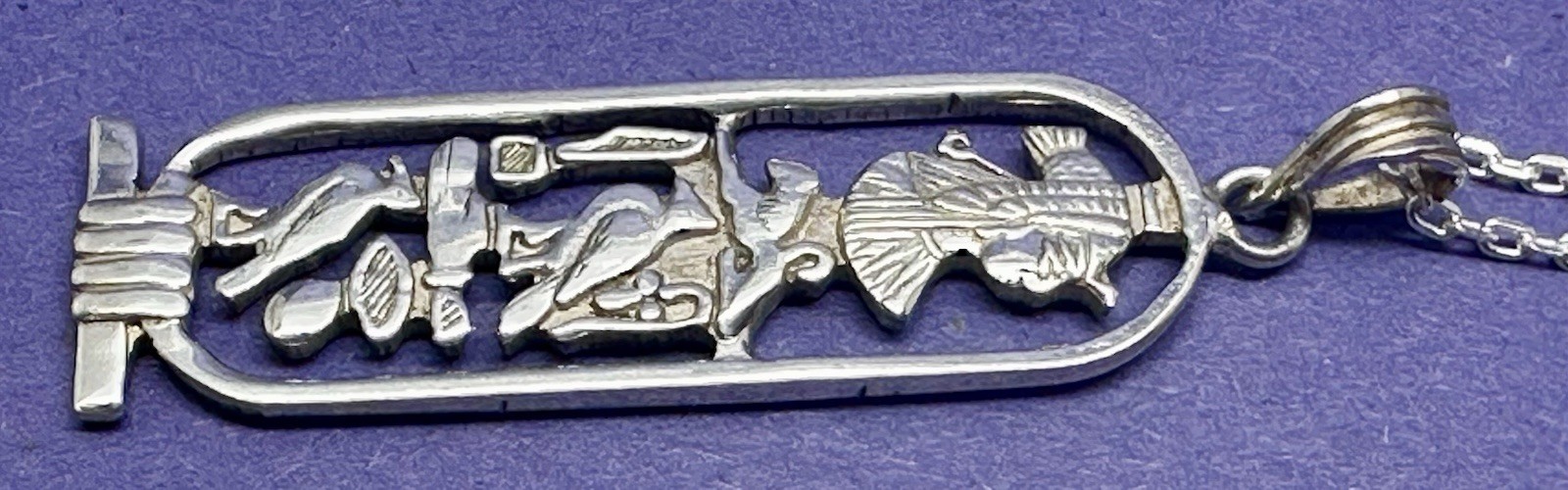 VINTAGE EGYPTIAN SOLID 800 SILVER HIEROGLYPHIC PE… - image 6