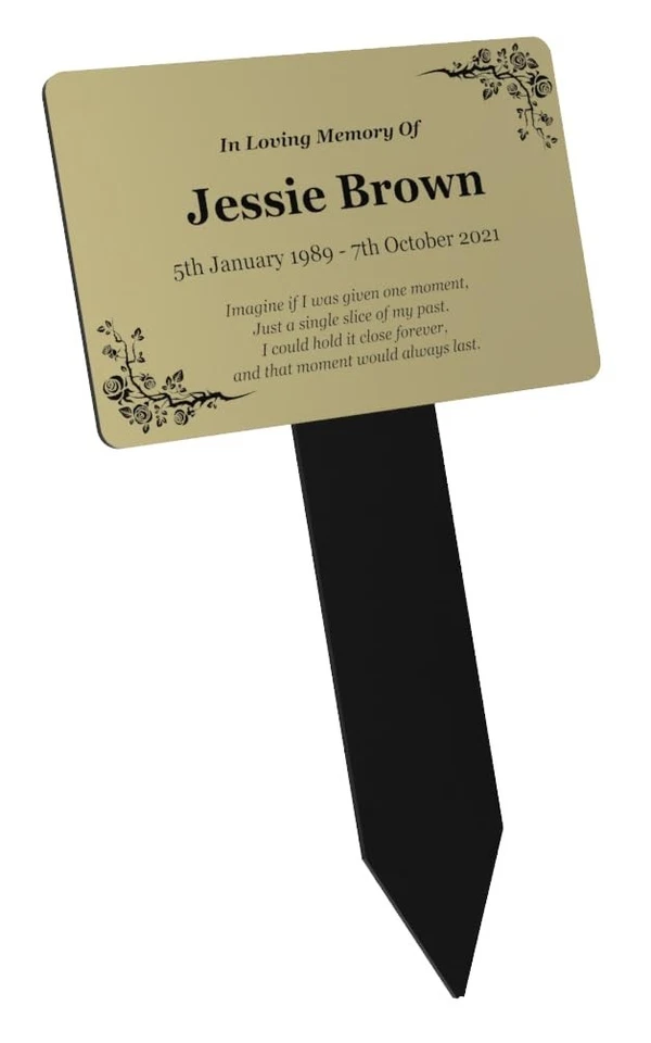 Gold Personalised Memorial Stake Acrylic Grave Marker Plaque 230x140mm - Image 3 of 3