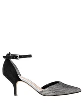 NINA Womens Silver Rhinestone Brenda Pointed Toe Kitten Heel Pumps 6 M