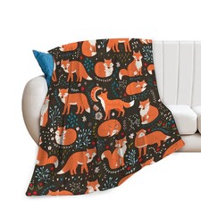 Cute Fox Animal Print Fleece Throw Blanket, 40x50, Fox Color, Lightweight, Al...