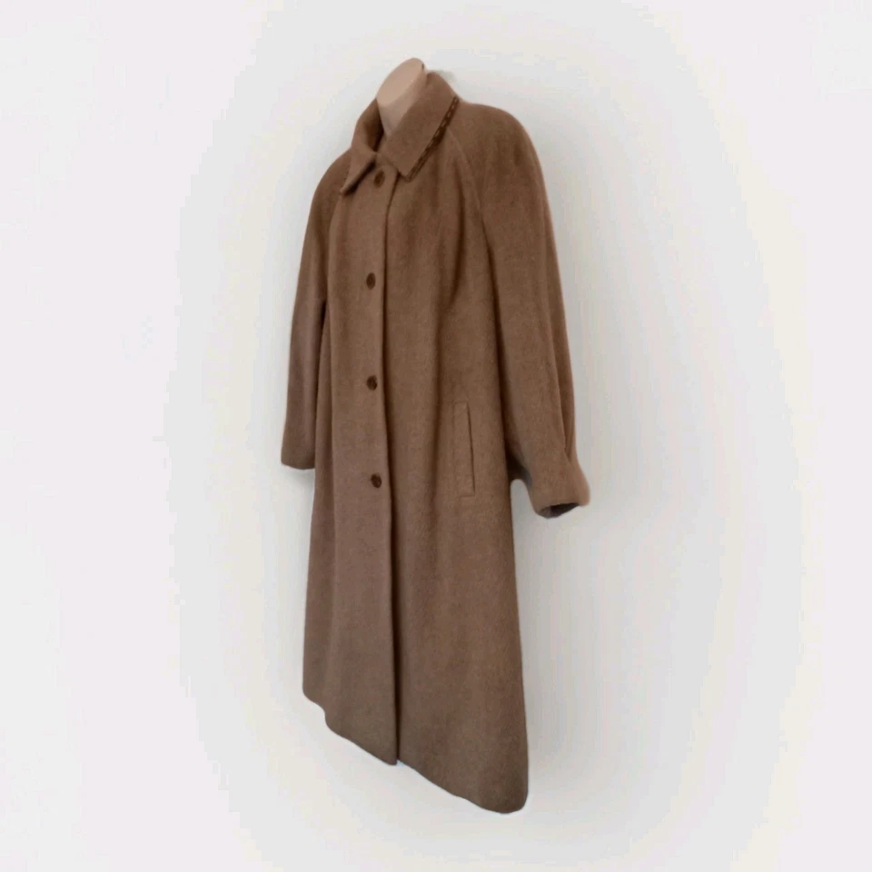 Vintage 80s EASTEX Llama Wool Blend Beige Maxi Coat size 18 UK Made in England - Image 3 of 4
