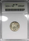 1919-S Mercury Dime ANACS AU58 Circulated Soapbox Holder