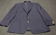 Ralph Lauren Men's 48L Navy Blue 100 Wool Blazer with Gold Buttons 10374