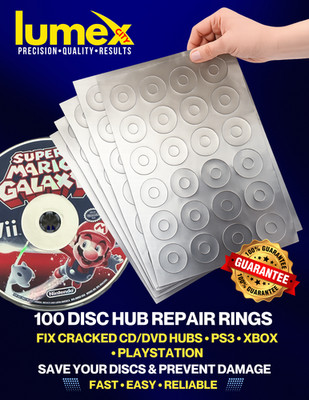 100 Disc Hub Repair Rings Fix Cracked CD DVD PS3 Xbox PlayStation Disc