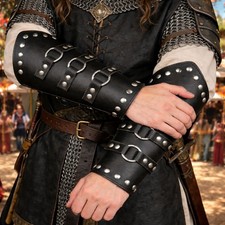 Medieval Viking Arm Bracer Leather Gauntlet Ren Faire LARP Knight Costume