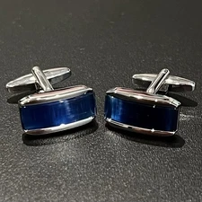 Rectangular Navy Stone Daily Wear Cufflinks Men Birthday Gift Cuff Link With Box