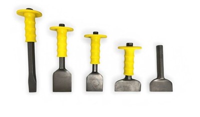 5pc Masonry Chisel Set w/ Guards Floor Brick Cold Chisels Heavy Duty
