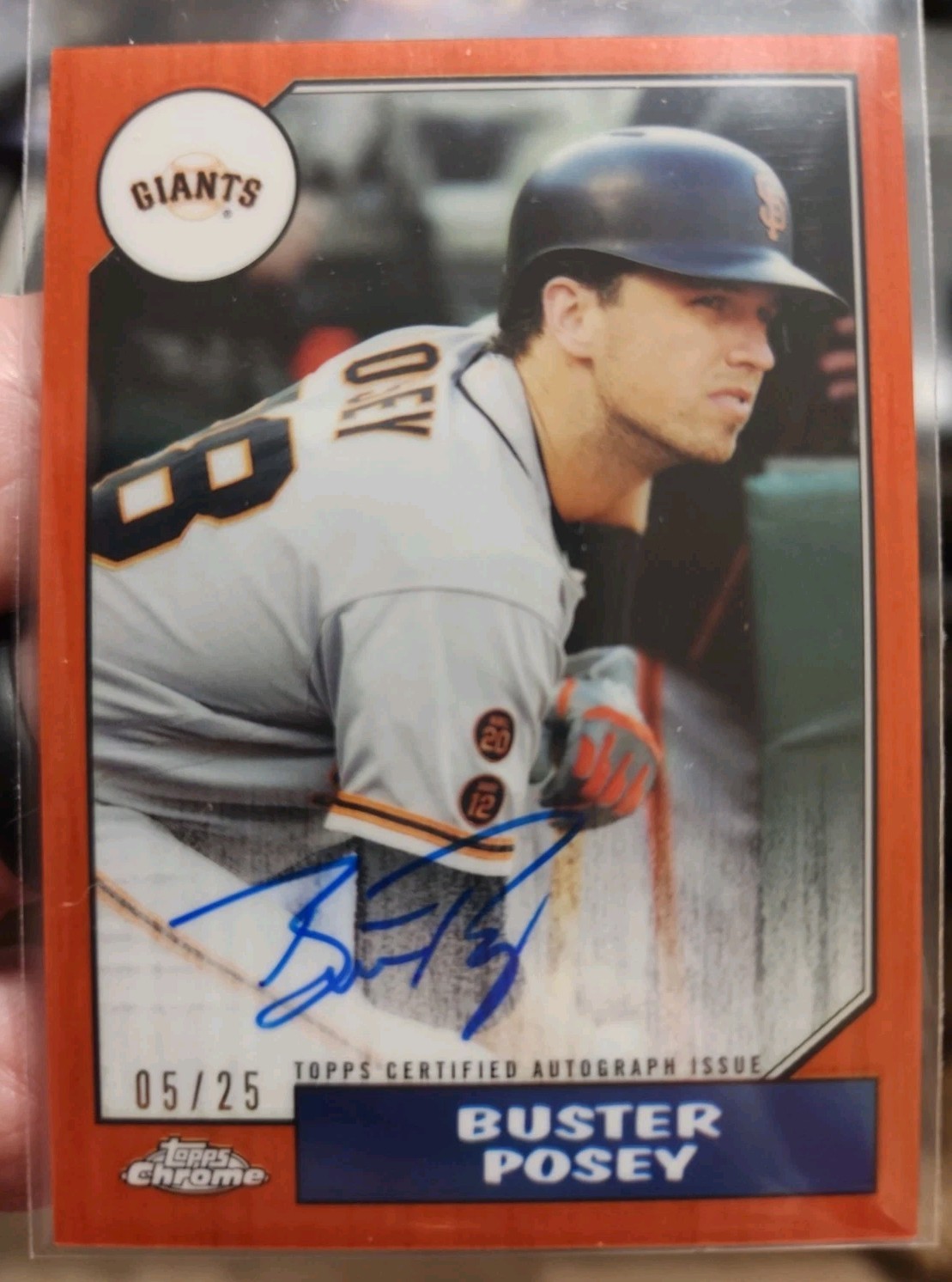 2017 Topps Chrome 1987 Design Auto Buster Posey #87TA-BP Orange /25 Won't Gem