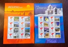 CHINA 2008 北京奧運 ATHEN to Beijing Olympic Special Stamp S/S X 2 個性化 Torch Relay
