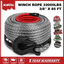 X-bull 32000lbs 38 X 85ft Synthetic Winch Rope Grey Recovery Rope 4x4 Off-road
