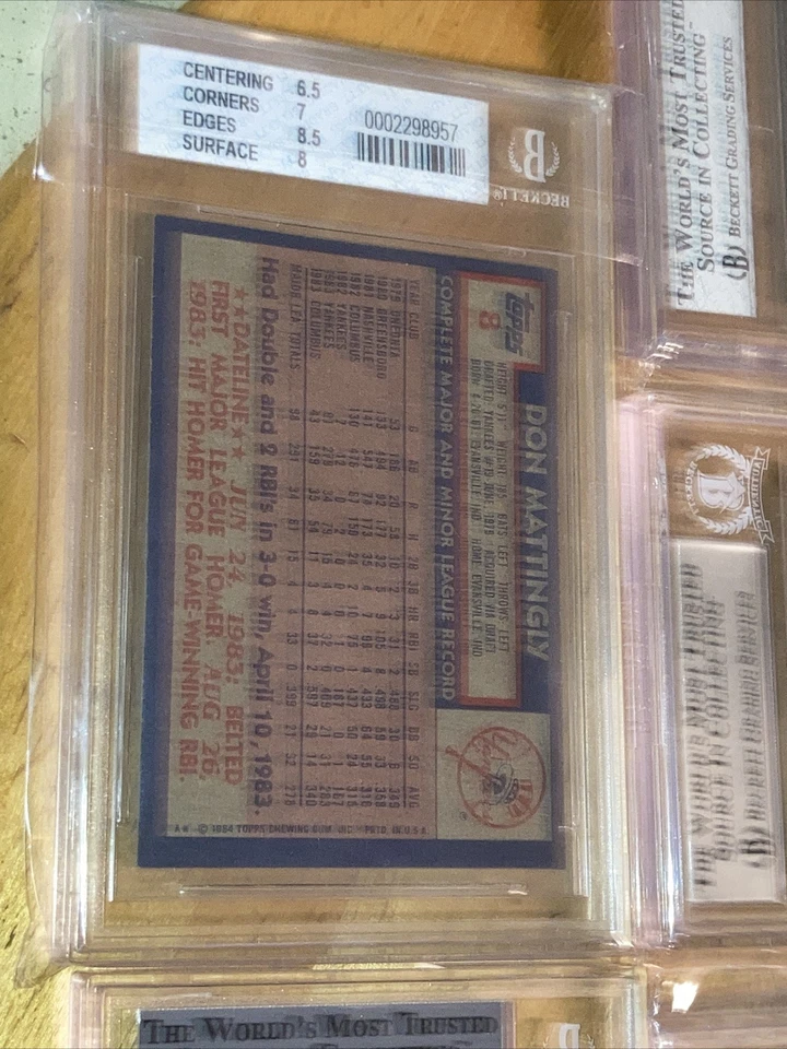 7 Card HOF AS - BGS BVG Vintage Baseball Lot Mantle Mattingly RC 70’s 80’s AUTO - Image 3 of 4