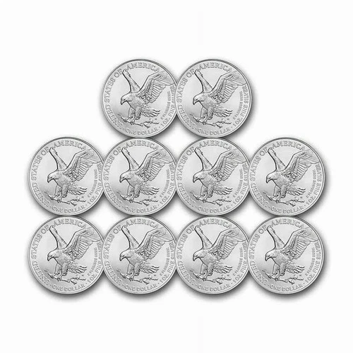 Lot of 10 - $1 American Silver Eagle 1 oz Random Year BU