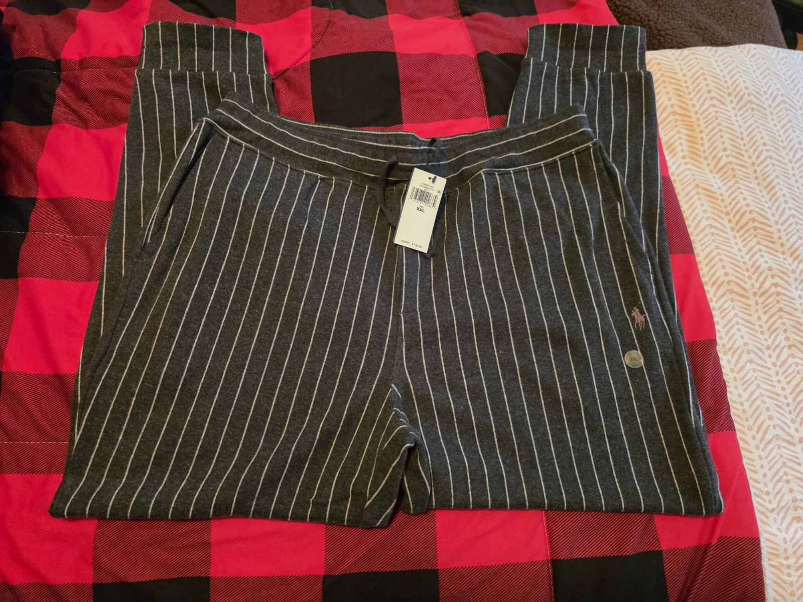 *** NEW Polo Ralph Lauren Grey Pinstripe Chalk Dressy Jogger Pants Mens XXL*** thumbnail 2