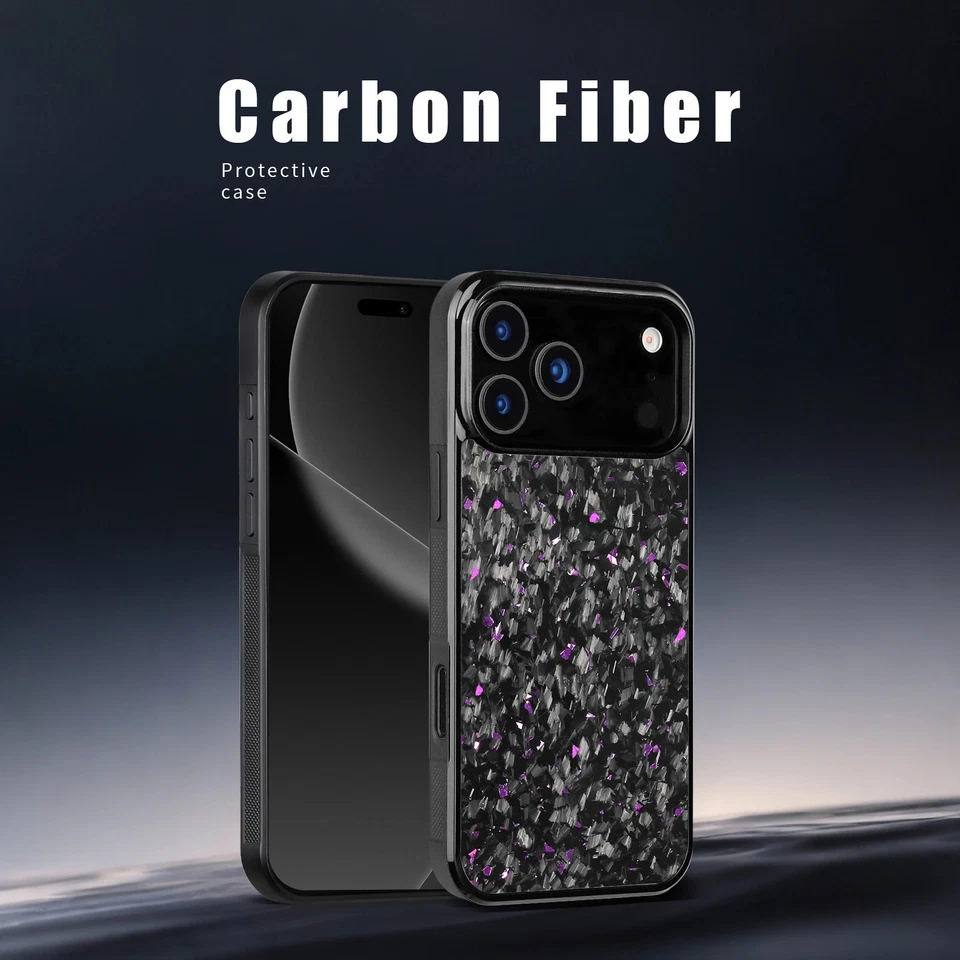 Magnetic Glossy Real Forged Carbon Fiber Case for iPhone 17 Air 17Pro 17 Pro Max - Image 2 of 4