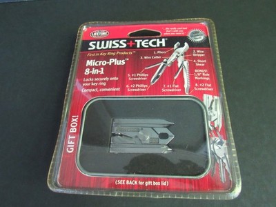 New SWISS TECH Micro Plus 8-in-1 Tool Stainless Steel Screwdriver Plier Gift Box