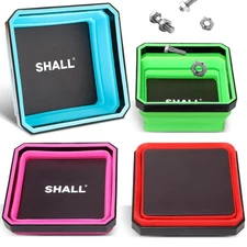 New Version Collapsible Magnetic Parts Tray Set, 4-Pack Magnetic Tool Trays f...