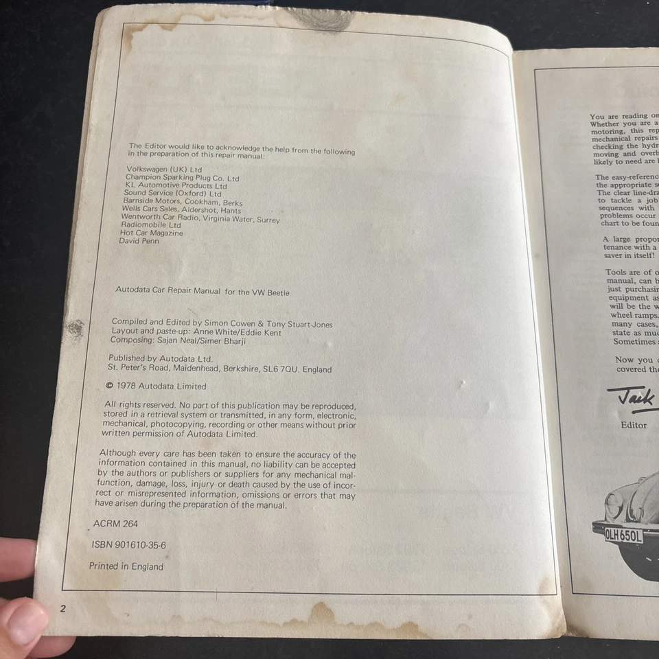VW Volkswagen Beetle Autodata Workshop Manual from 1968 to 1978. - Image 4 of 4