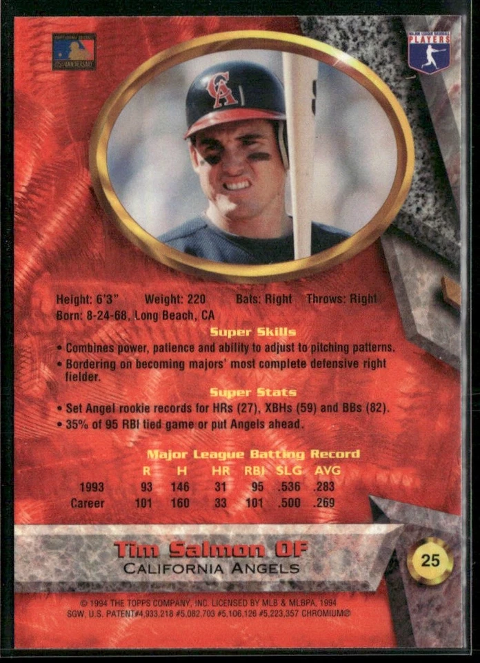 Tim Salmon 1994 Bowman's Best #25 California Angels - Image 2 of 2
